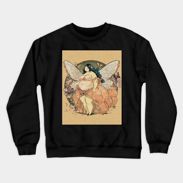 Dreamy chubby fairy (with background) Crewneck Sweatshirt by The Mindful Maestra